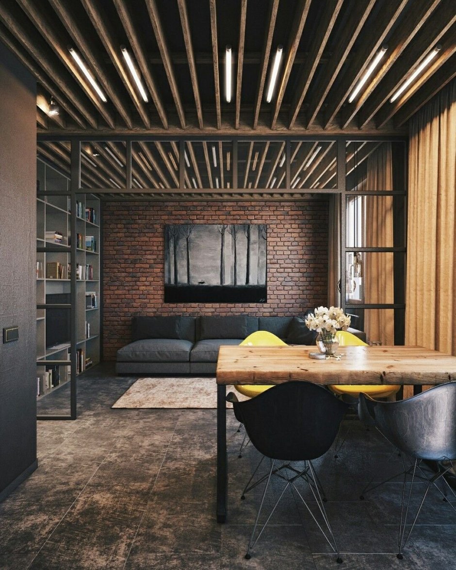 Кессонный потолок лофт