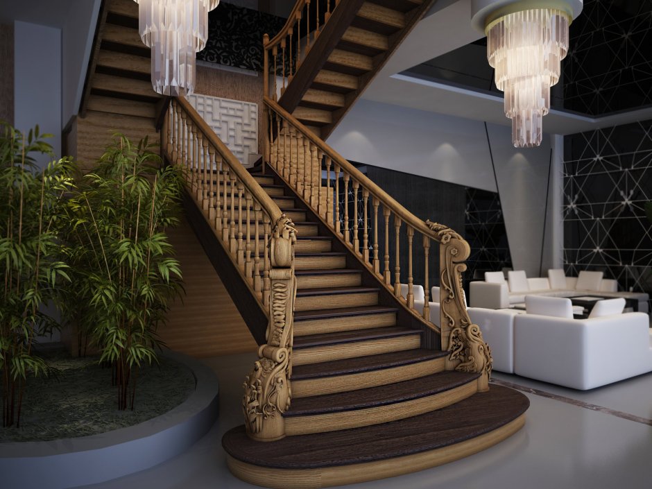 Красивые лестницы из дерева