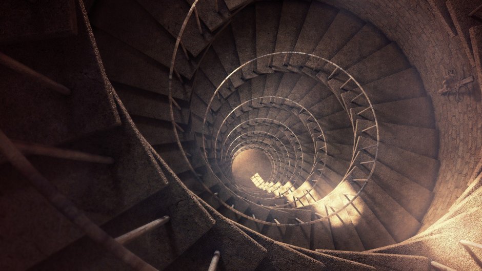 Винтовая лестница в подземелье