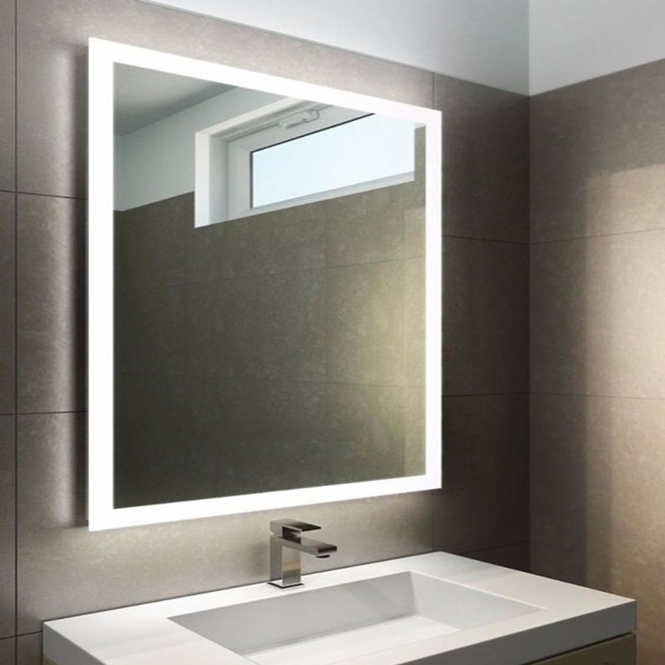 Зеркало с подсветкой в ванную квадратное