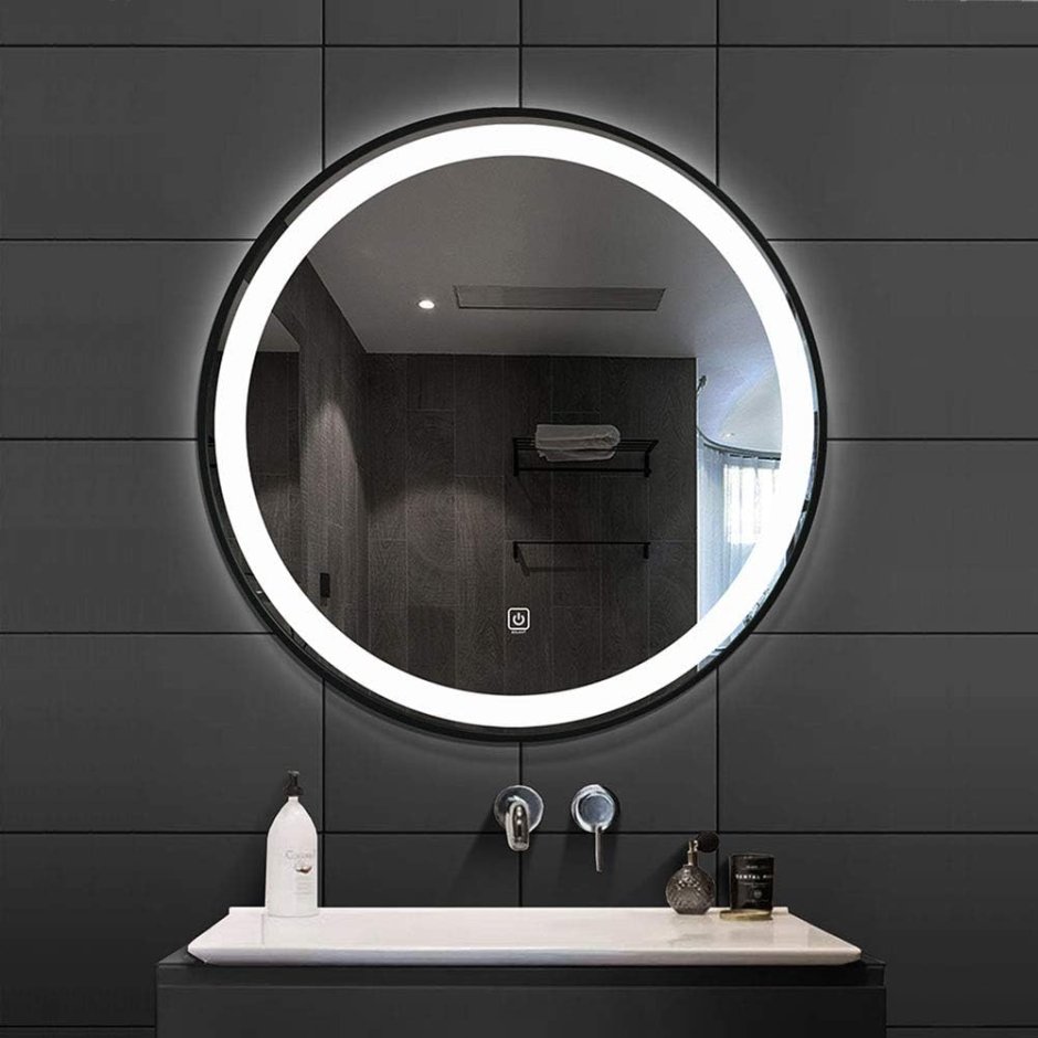 Зеркало с подсветкой в ванную черное
