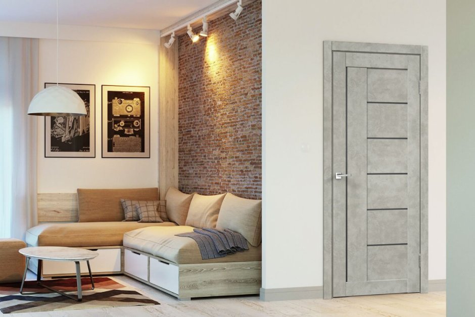 Тренд года цвет светлый бетон дверей в интерьере