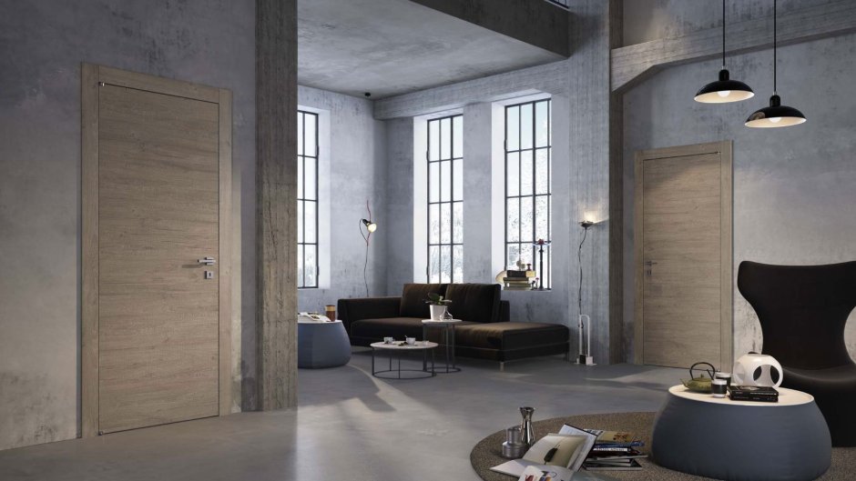 Двери под бетон межкомнатные в интерьере