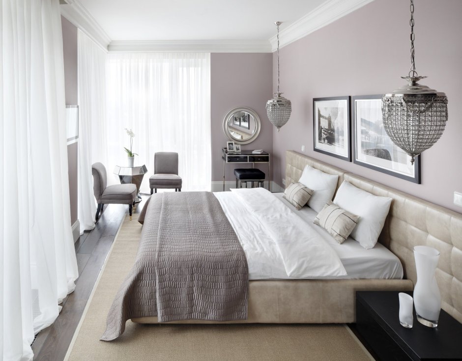 Спальня в бежево серых тонах