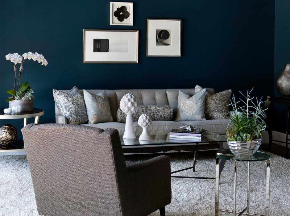 Темно серые стены в интерьере