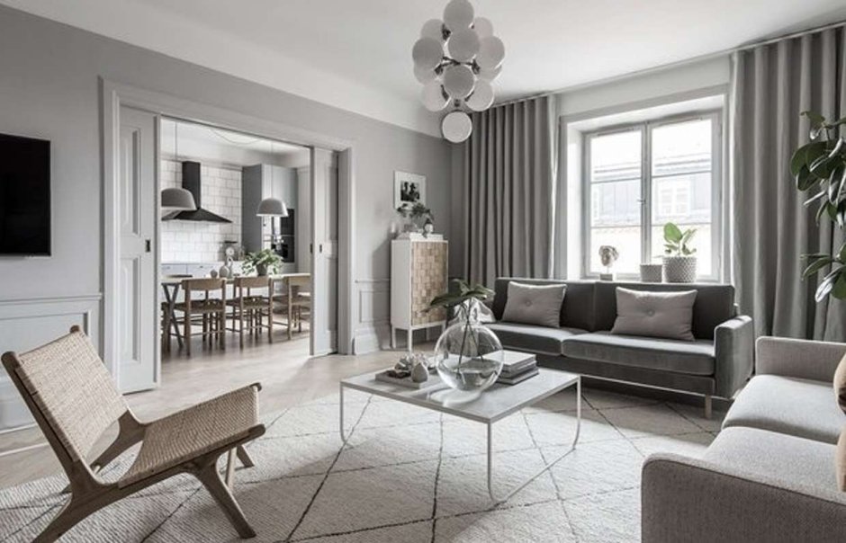 Гостиная в серых тонах