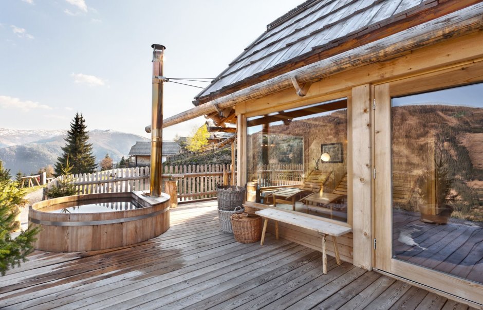 Баня в стиле Шале с террасой
