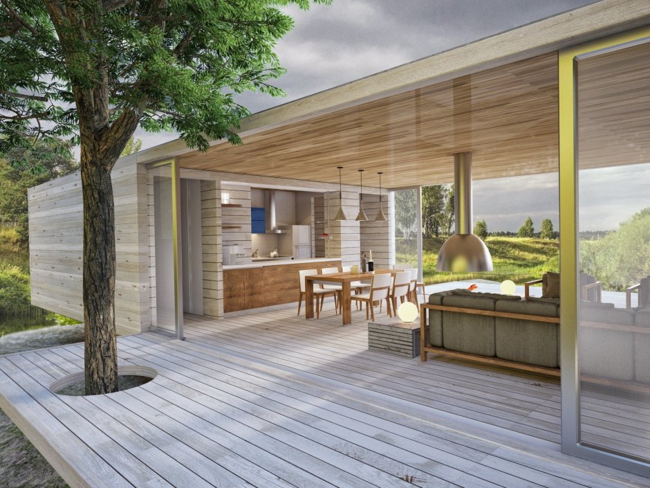 Летняя кухня из дерева Honka