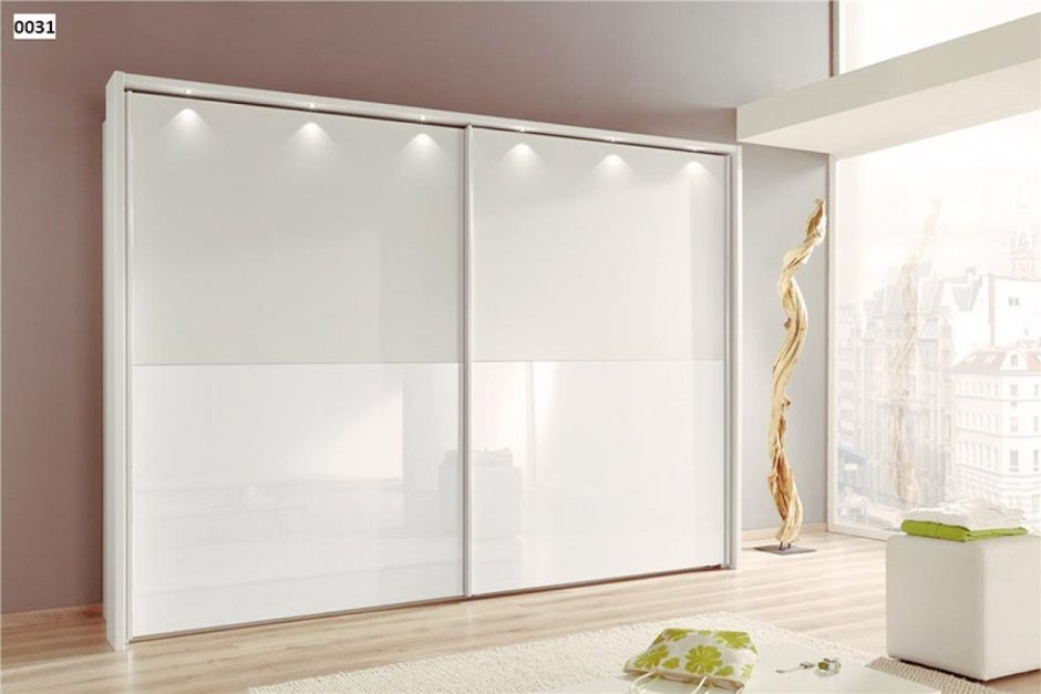 Лотос 1 шкаф купе белый глянец лакобель