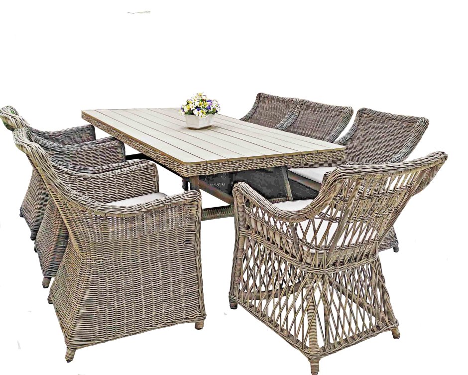 Набор мебели искусственный ротанг 4+1 (стол 75*74см+4стула) Latte