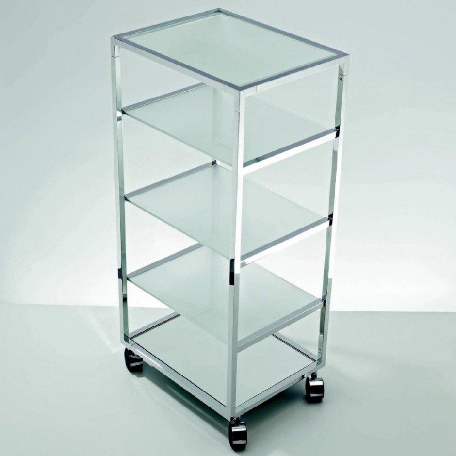 Стеклянная напольная полка