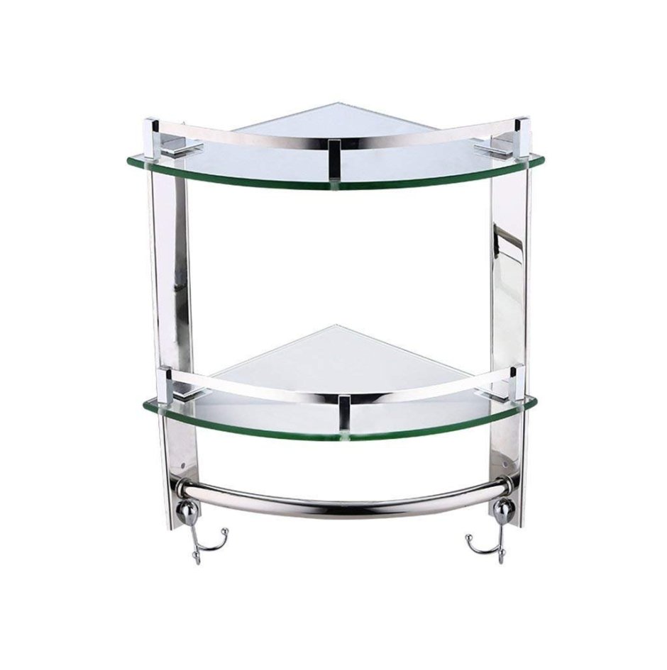 Полка угловая в ванну стекло нержавейка