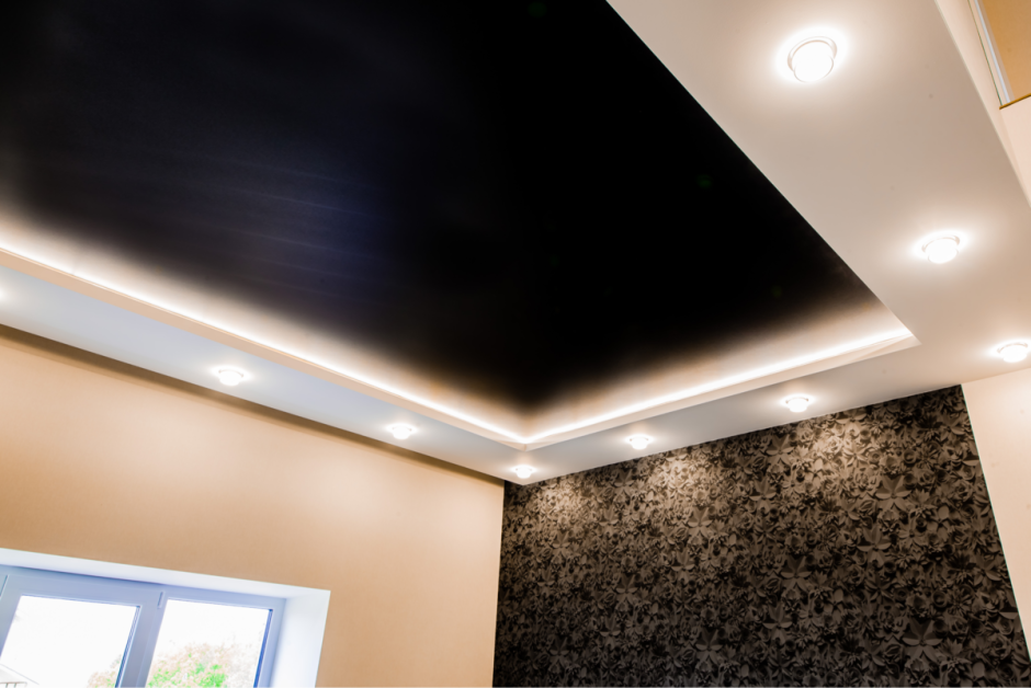 Черный матовый натяжной потолок