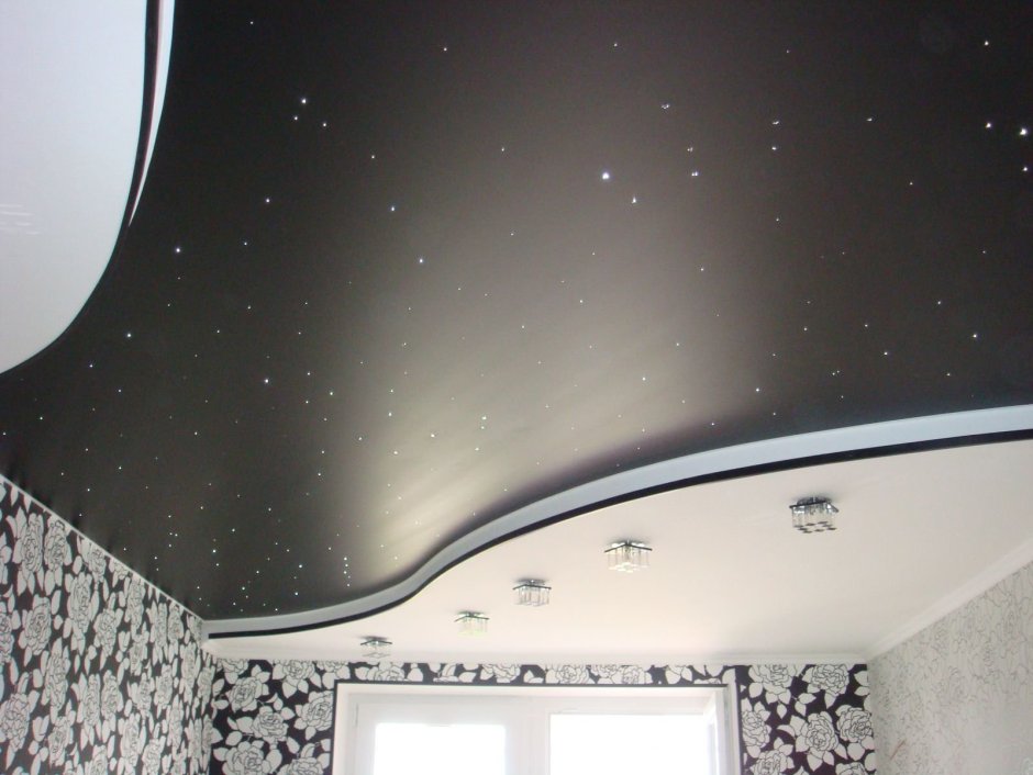 Черный сатиновый натяжной потолок