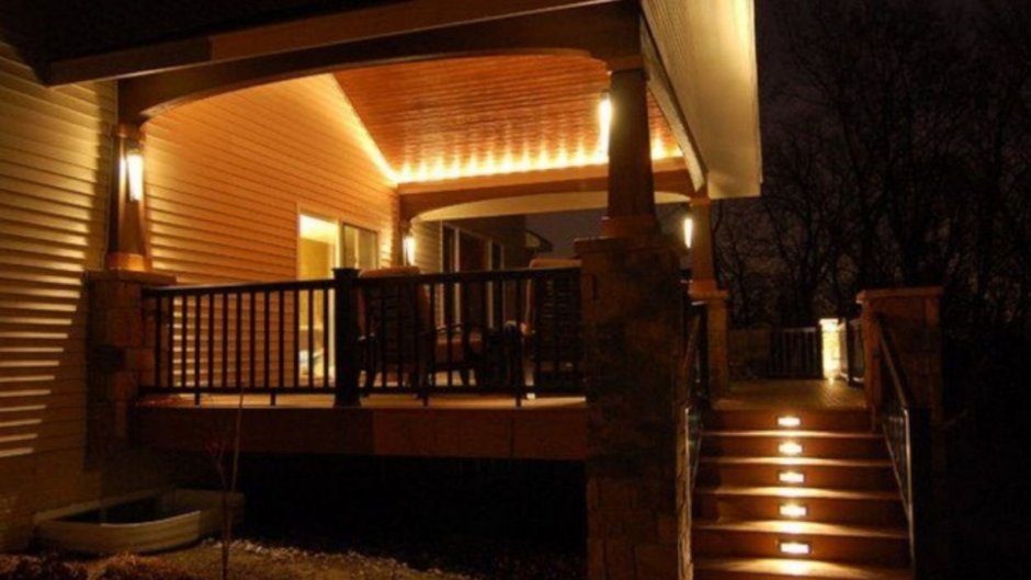 Освещение террасы светодиодными лентами