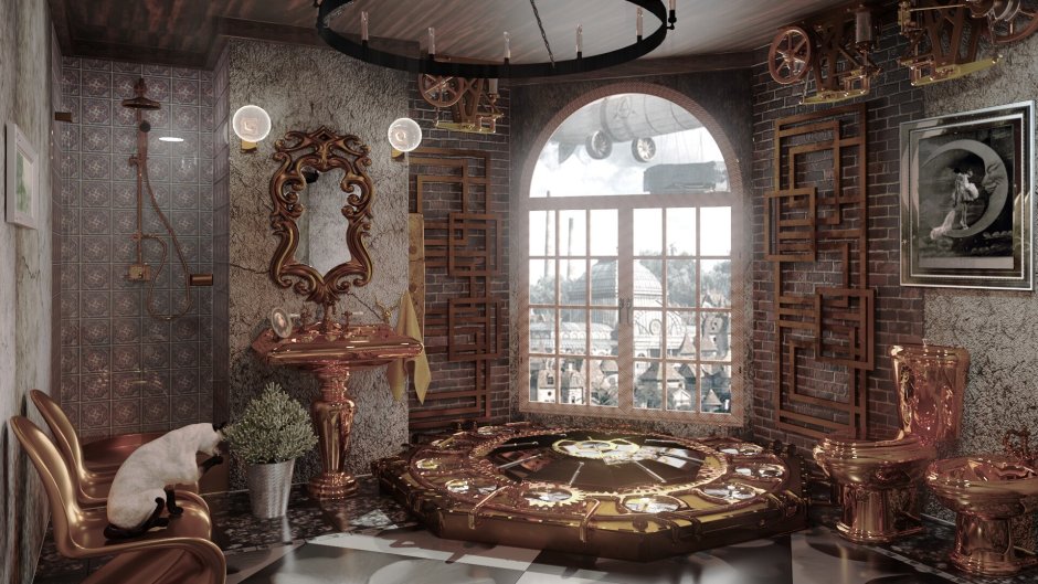 Стимпанк в интерьере спальни