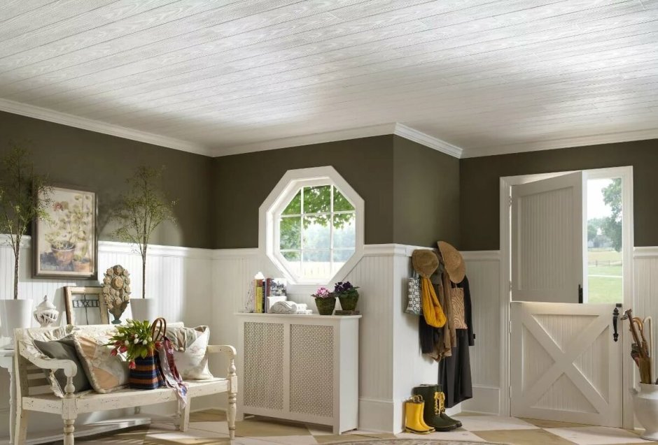 Белая вагонка на потолке