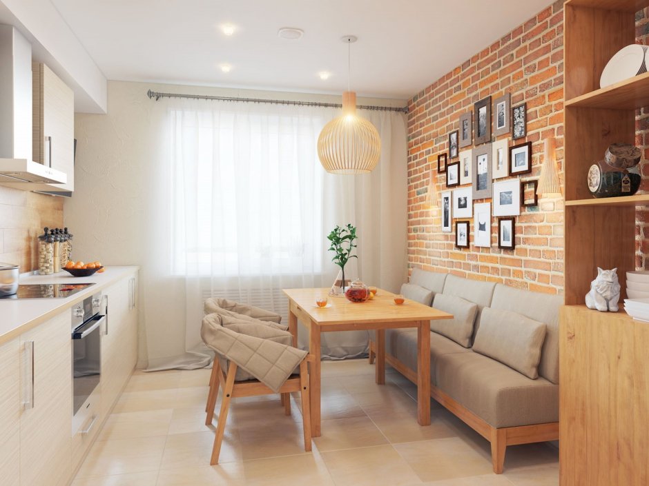 Кухни с диваном в интерьере 11 кв