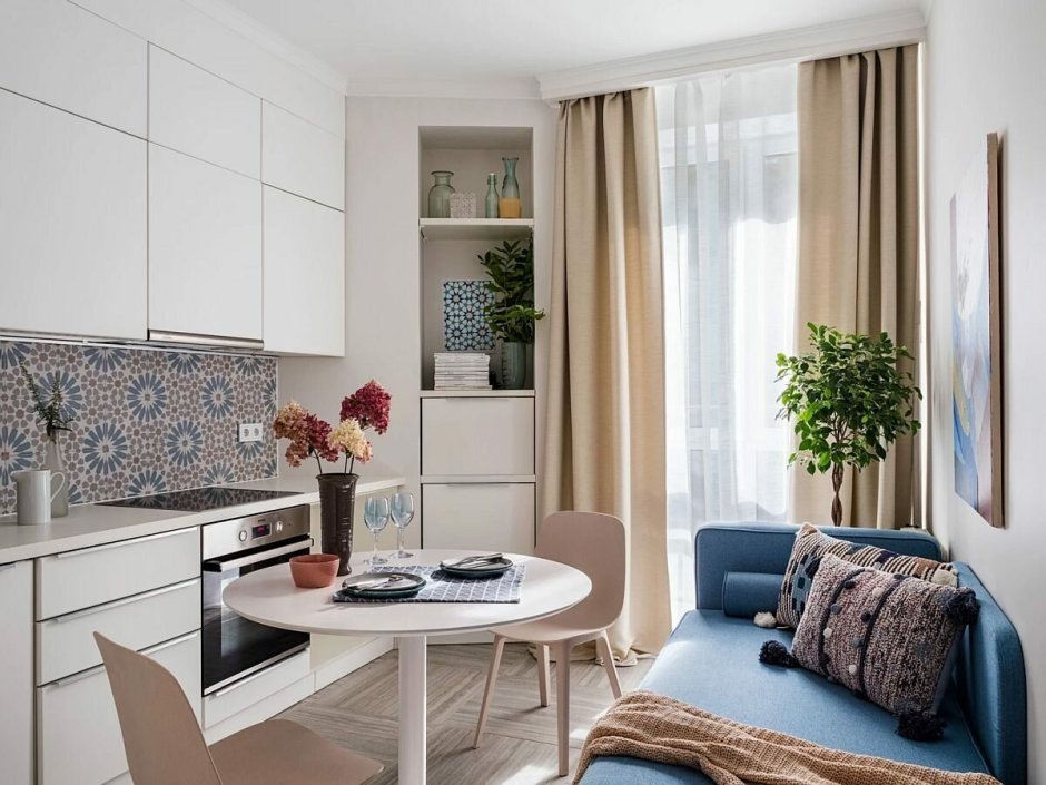 Кухня-гостиная 10 кв.м с диваном икеа