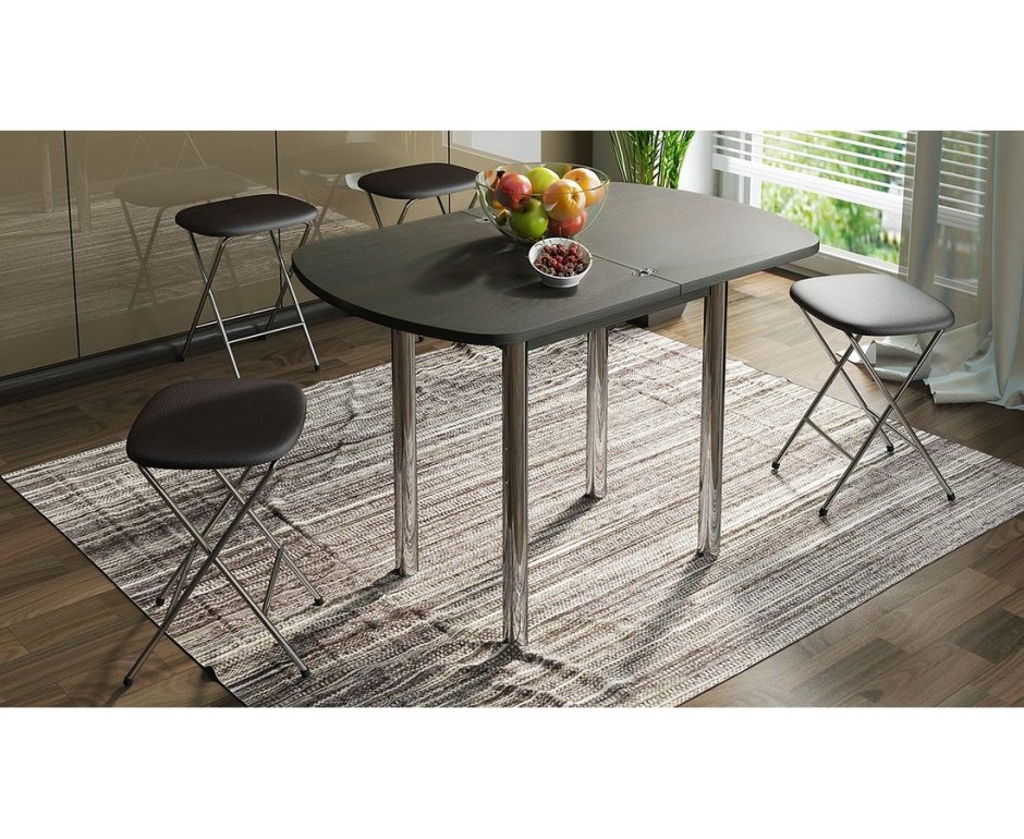 Стол обеденный с хромированными ножками Лион мини см-204.01.2