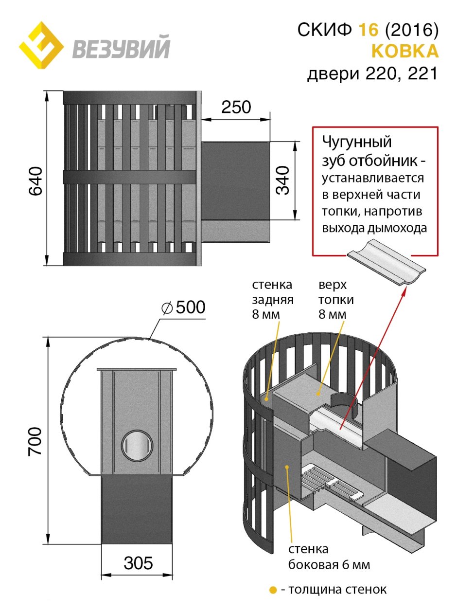 Печь для бани Везувий Скиф стандарт 12