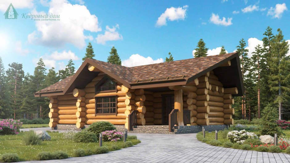 Дикий сруб из оцилиндрованного бревна