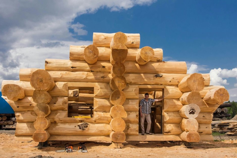 Дикий сруб бани