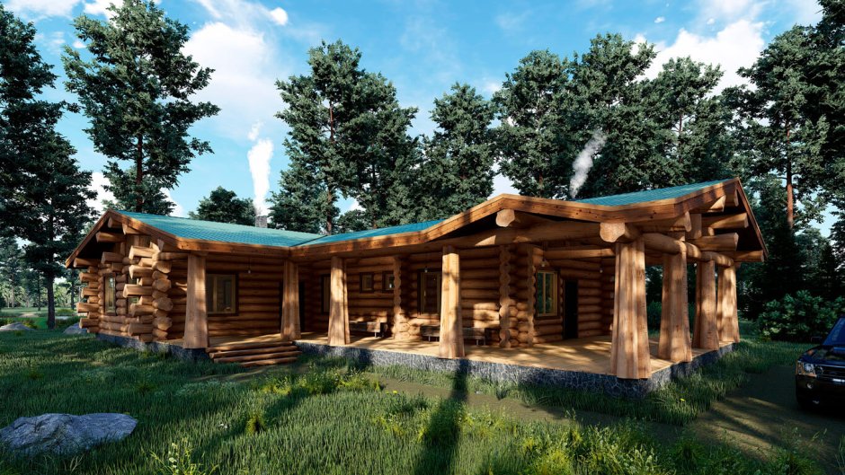 Сруб в диком стиле пост Бим