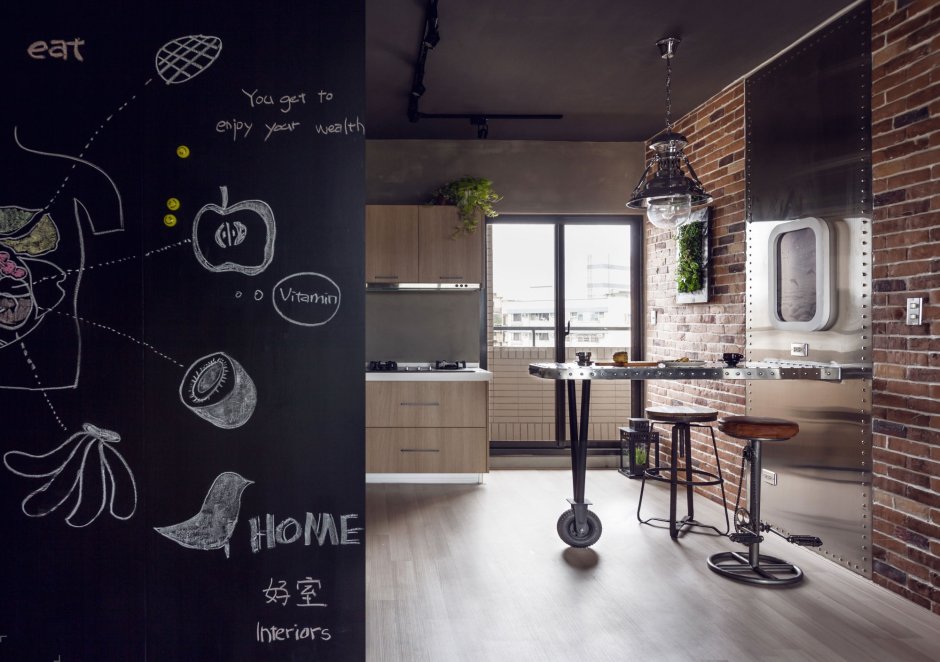 Меловая доска в интерьере лофт