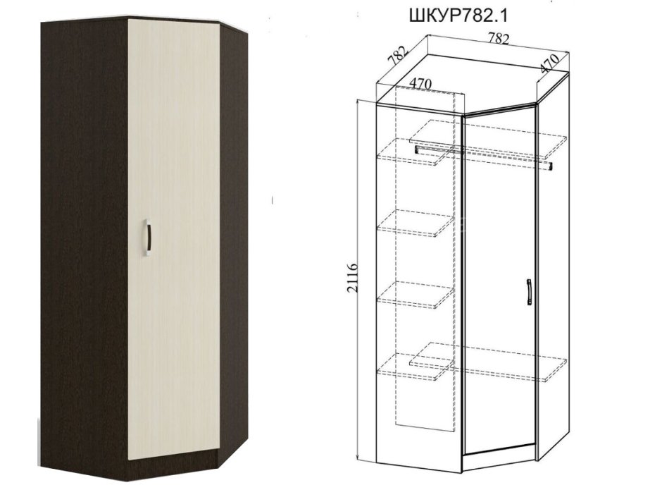 Шкаф угловой Ронда шкур 782.1 (ДСВ)
