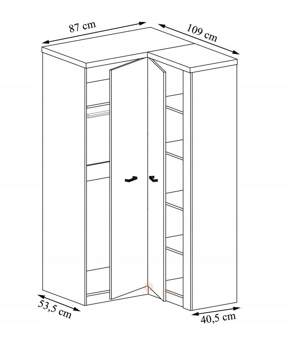 Шкаф угловой двухстворчатый Вегас