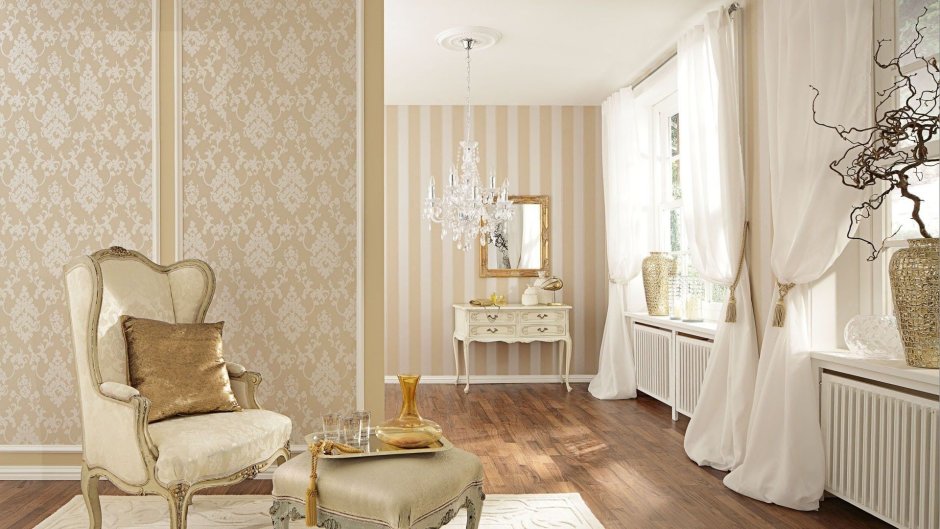 Классические обои в интерьере