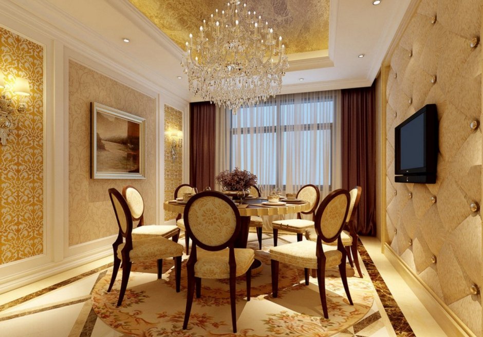 Гостиная в золотистых тонах