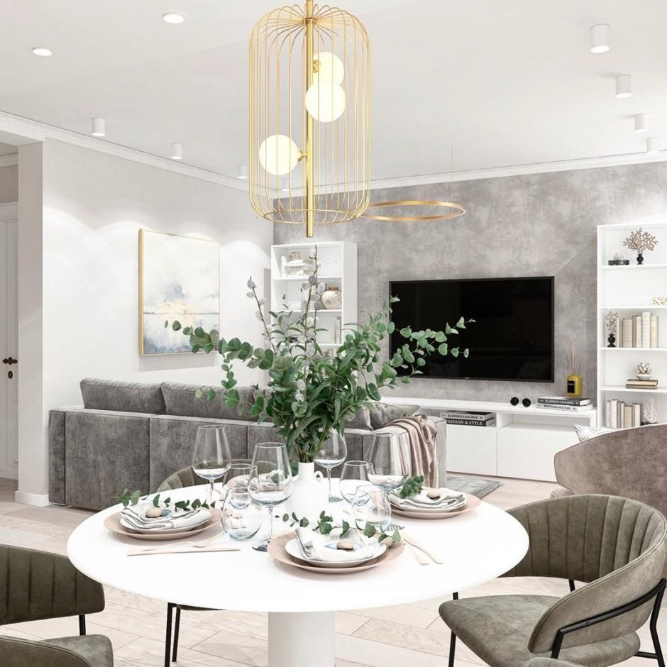 Кухни гостиные в серых тонах