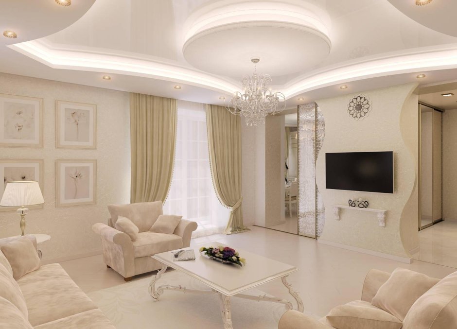 Зал в светлых тонах