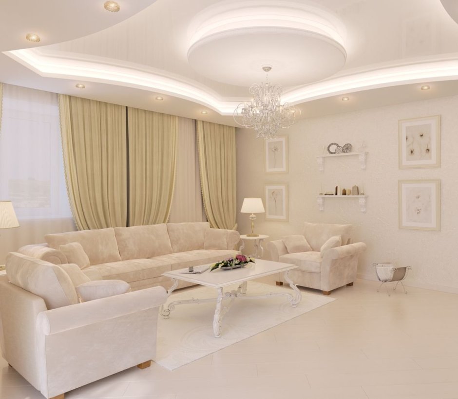 Светлый интерьер гостиной