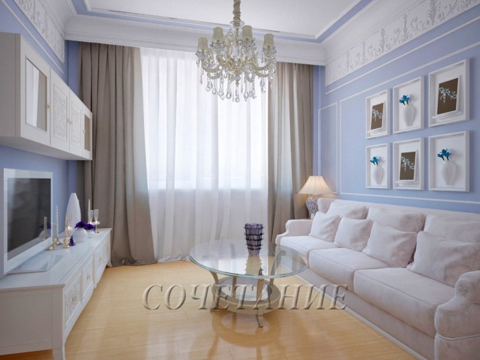 Гостиная современная классика в светлых тонах