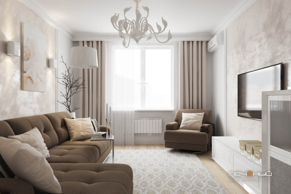 Гостиная в молочных тонах