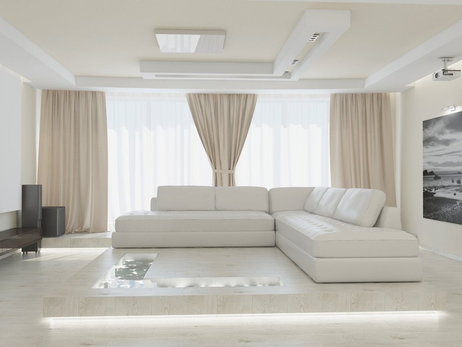 Гостиная в светлых тонах