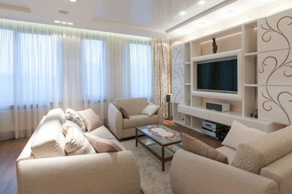 Гостиная в бежевых тонах