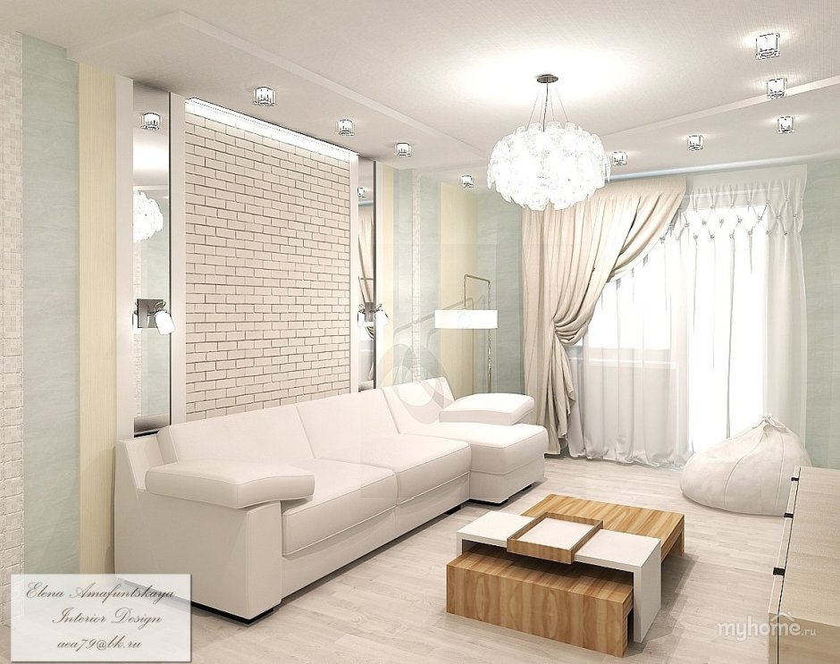 Отделка гостиной в светлых тонах