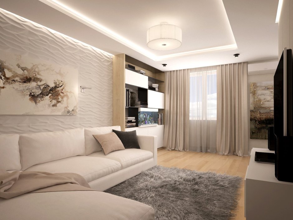 Гостиная 16 кв м в светлых тонах