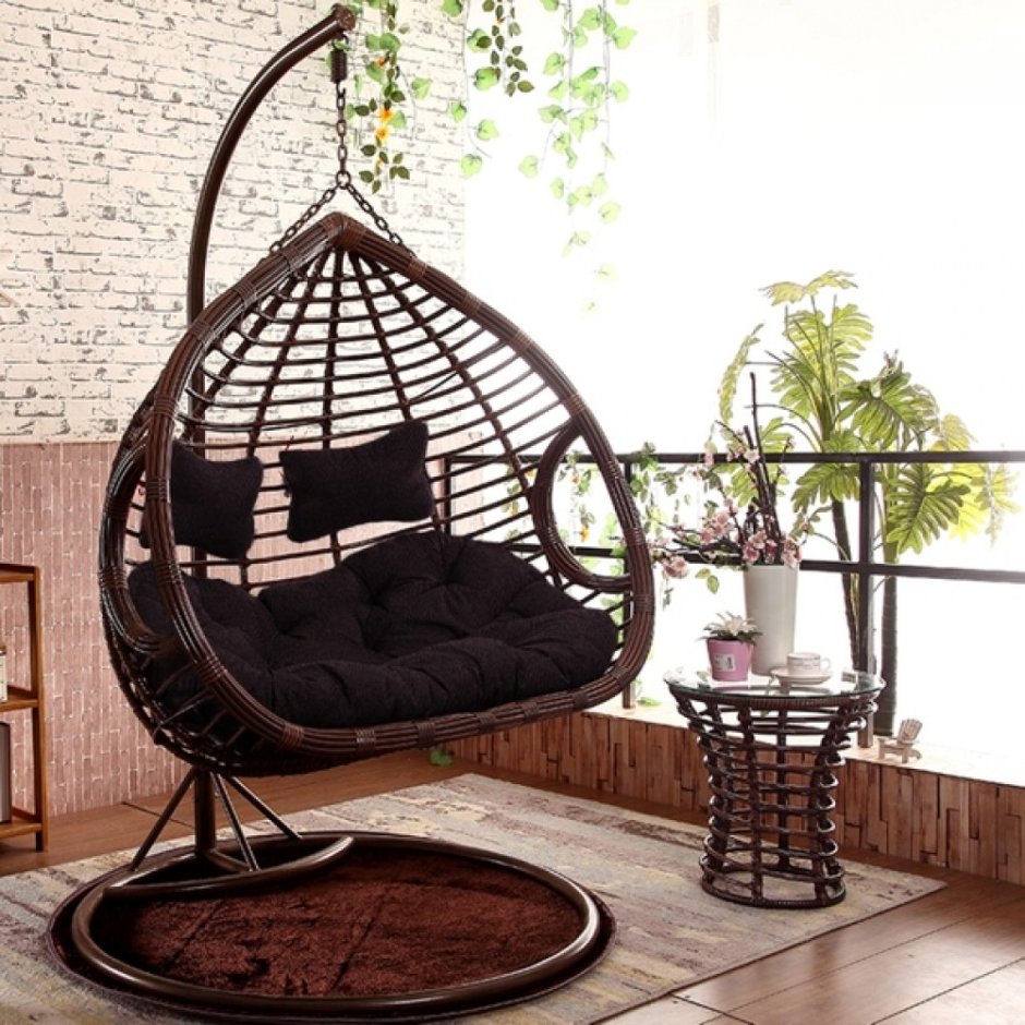 Подвесное кресло Двухместное МД-208db коричневый каркас