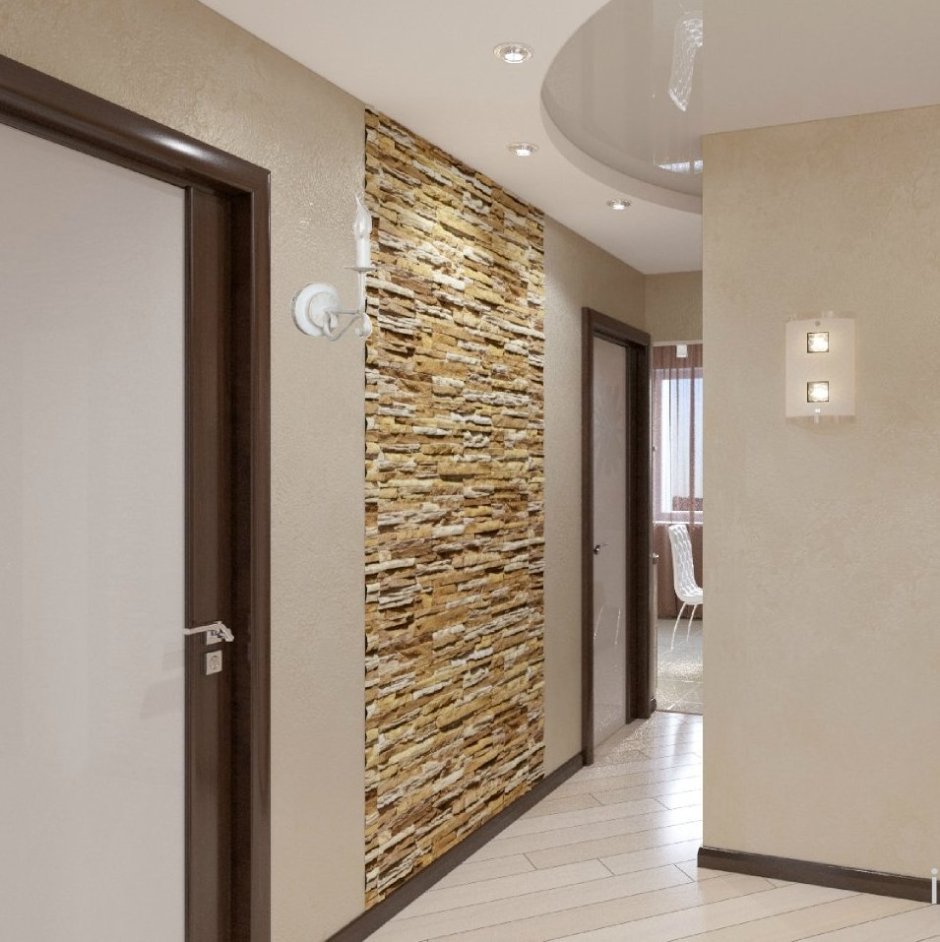 Отделка коридора искусственным камнем