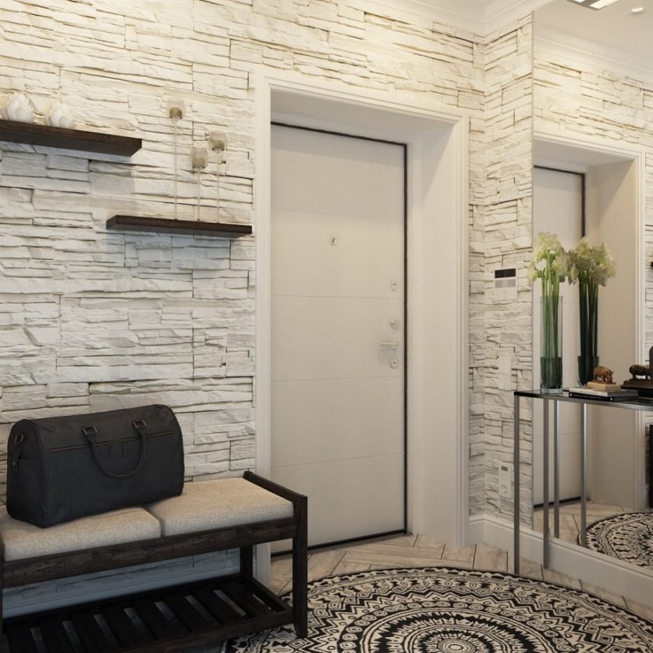 Декоративный камень в прихожей