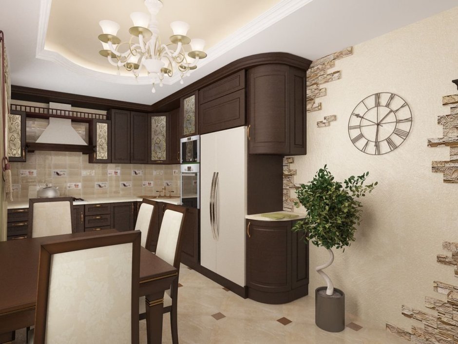 Кухня в коричневых тонах