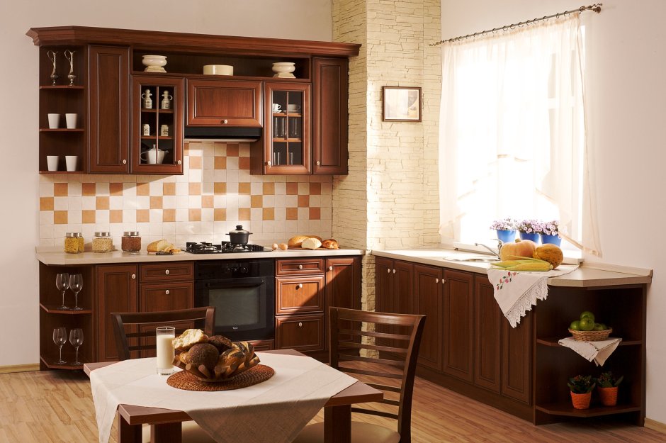 Кухня орех в интерьере