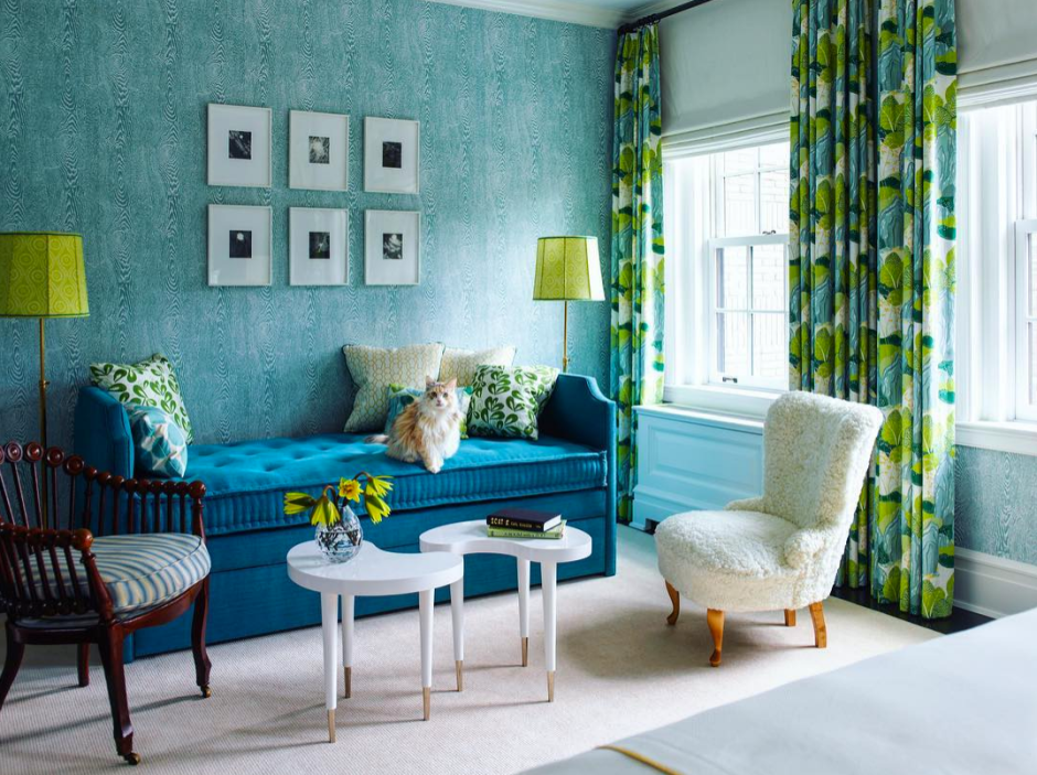 Интерьер в зелено голубых тонах