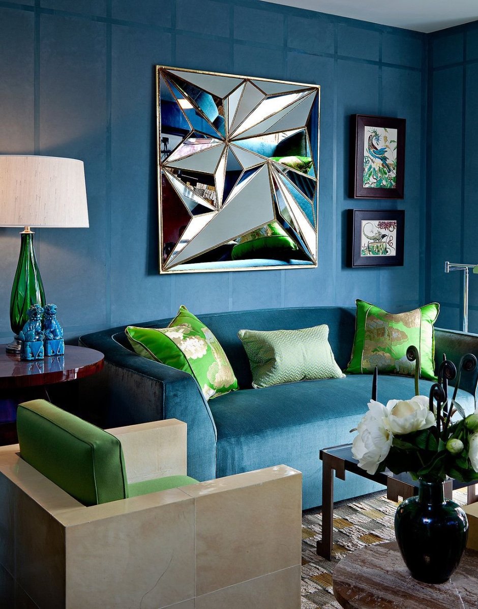 Интерьер в сине-зеленых тонах