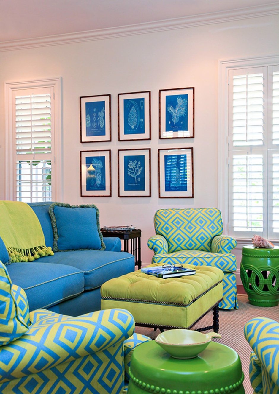 Интерьер в сине-зеленых тонах